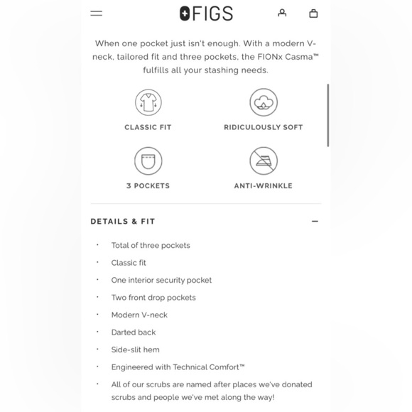 Casma Three-Pocket Scrub Top™ Navy Size XL - Picture 12 of 12